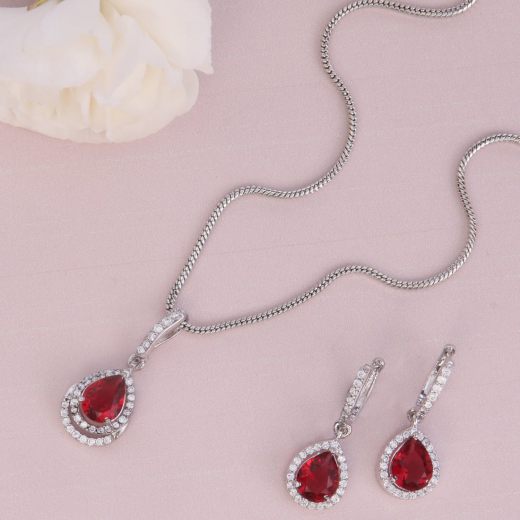 Red Nakshatra CZ Pendant Set