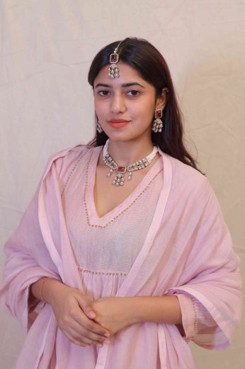 Ruby Polki Choker With Pearl Strand Detailing